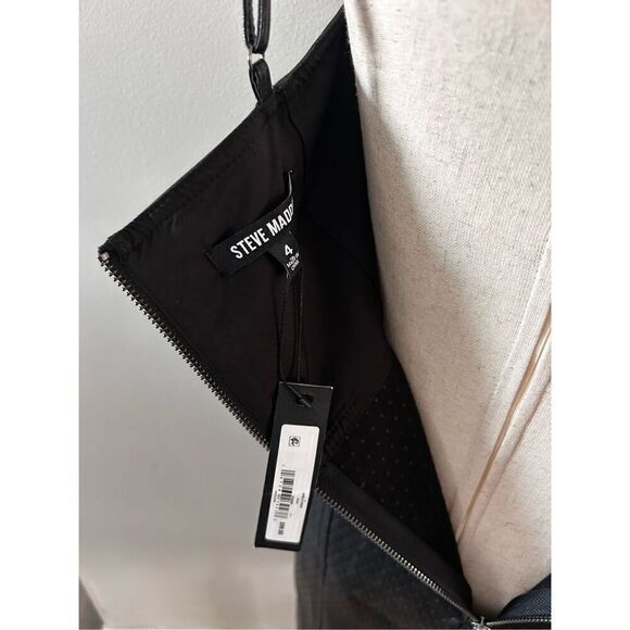 Steve Madden faux leather dress black sexy below the knee with a slit size 4 - Picture 5 of 5